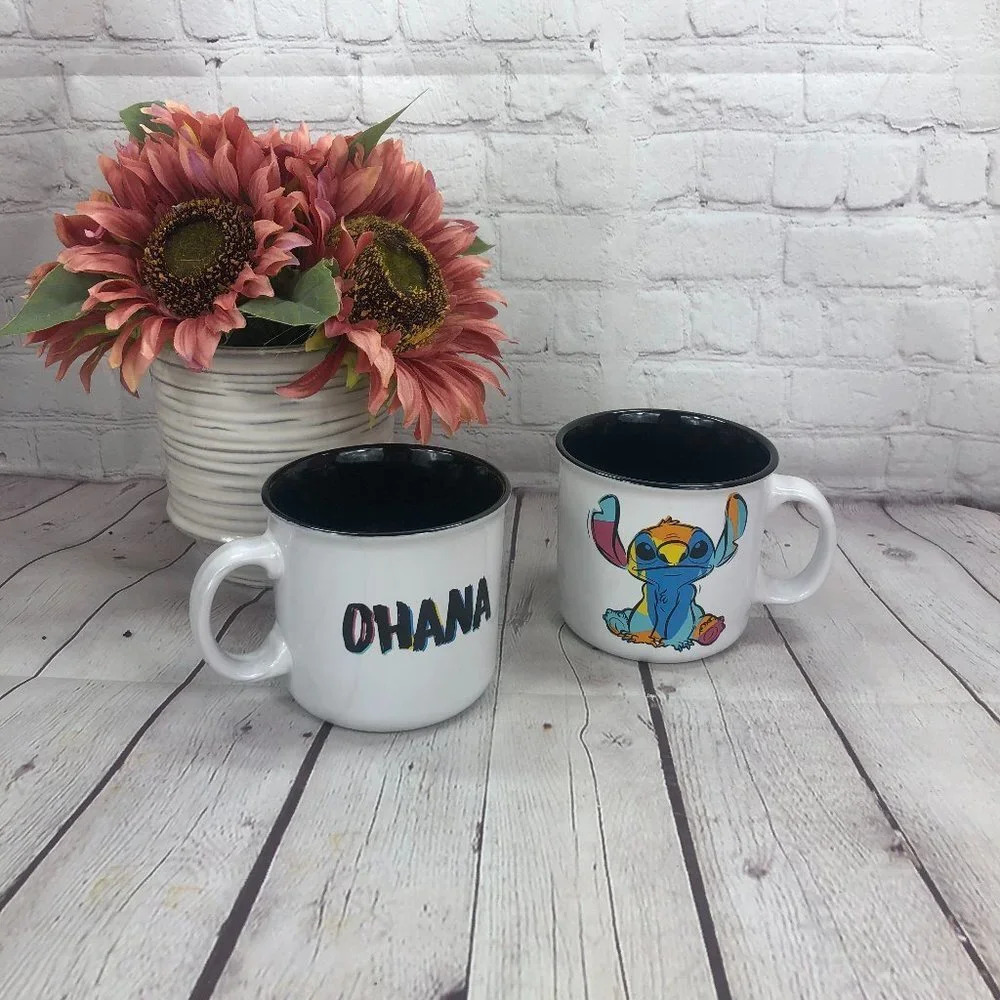 NWT Disney Stitch OHANA set of 2 mugs